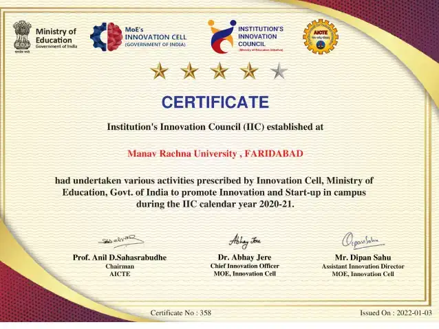 Certificate by MHRD